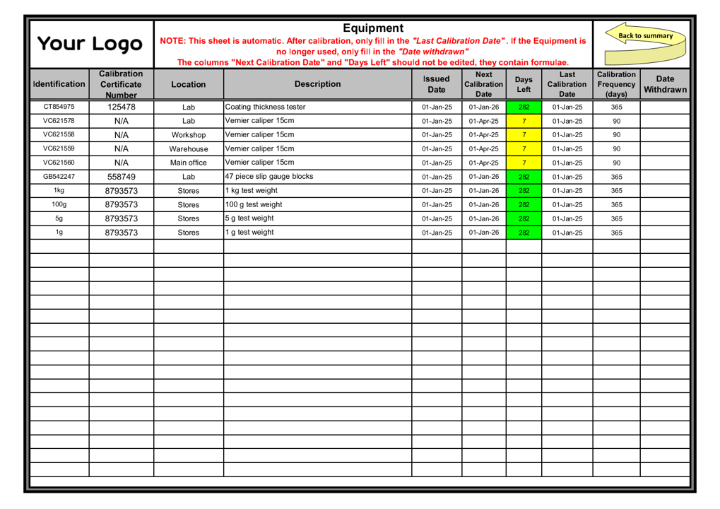 Calibration control register